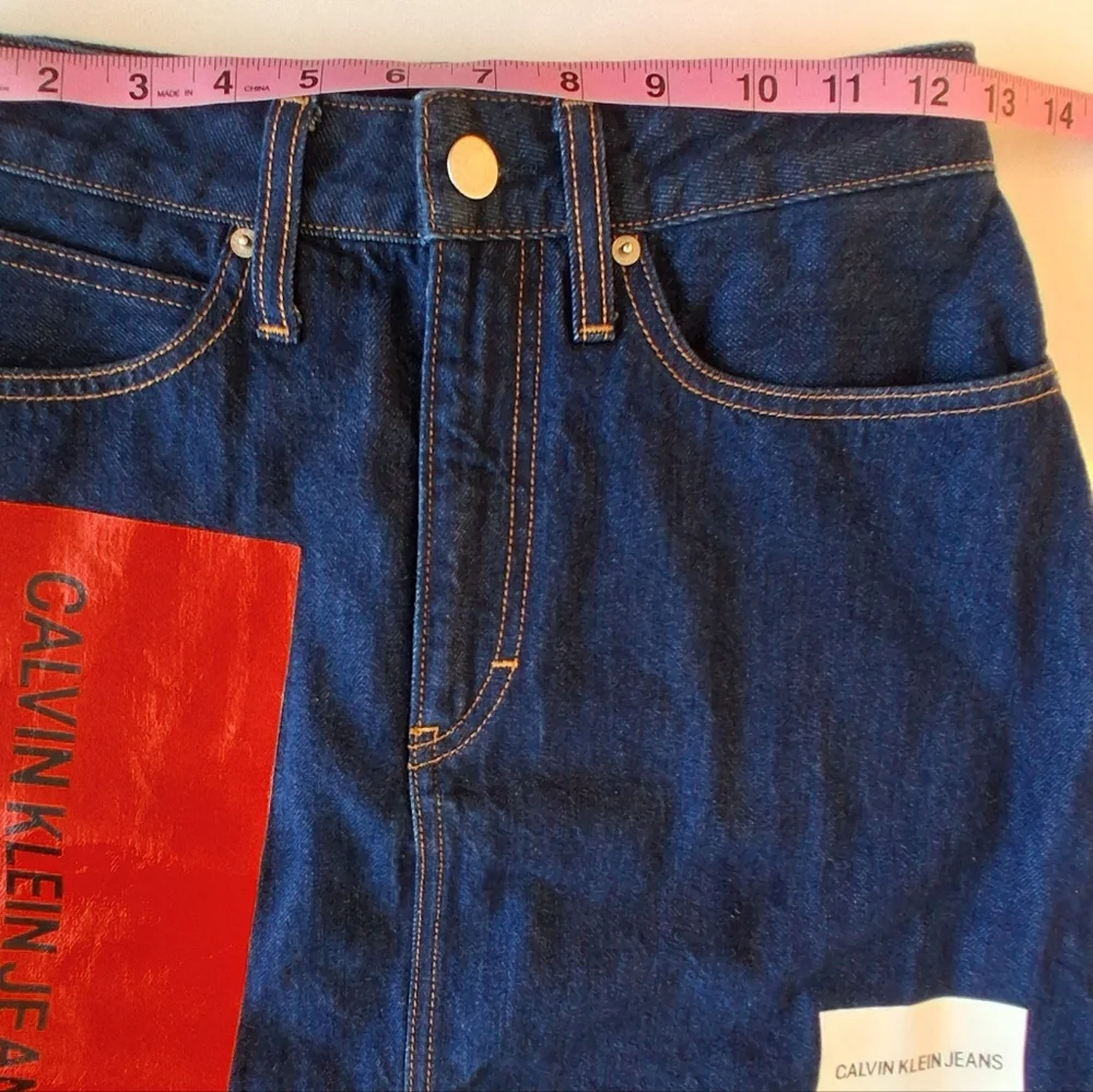Calvin Klein Logo Block Color Block Stretch Denim Mini Skirt Women's Sz 27